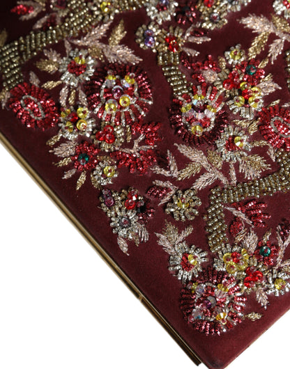 Pochette de soirée Dolce &amp; Gabbana en velours bordeaux avec cadre doré