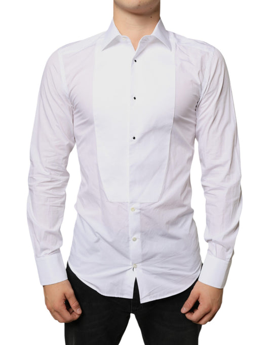 Dolce & Gabbana White Bib Cotton Poplin Formal Dress Shirt by Dolce & Gabbana