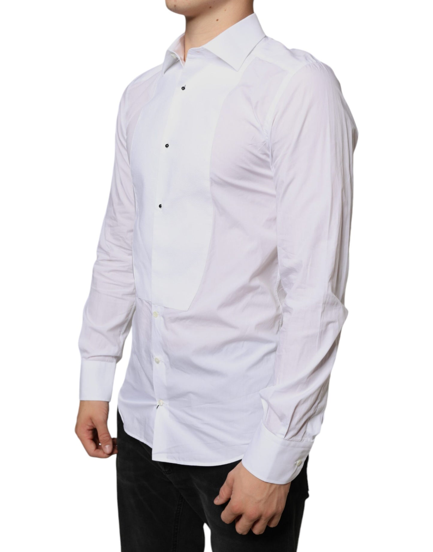 Dolce & Gabbana White Bib Cotton Poplin Formal Dress Shirt by Dolce & Gabbana