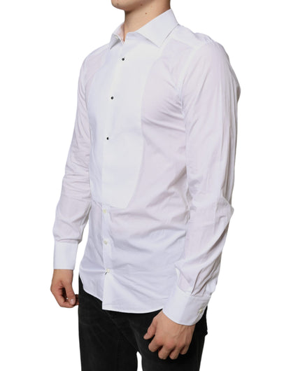 Dolce & Gabbana White Bib Cotton Poplin Formal Dress Shirt by Dolce & Gabbana