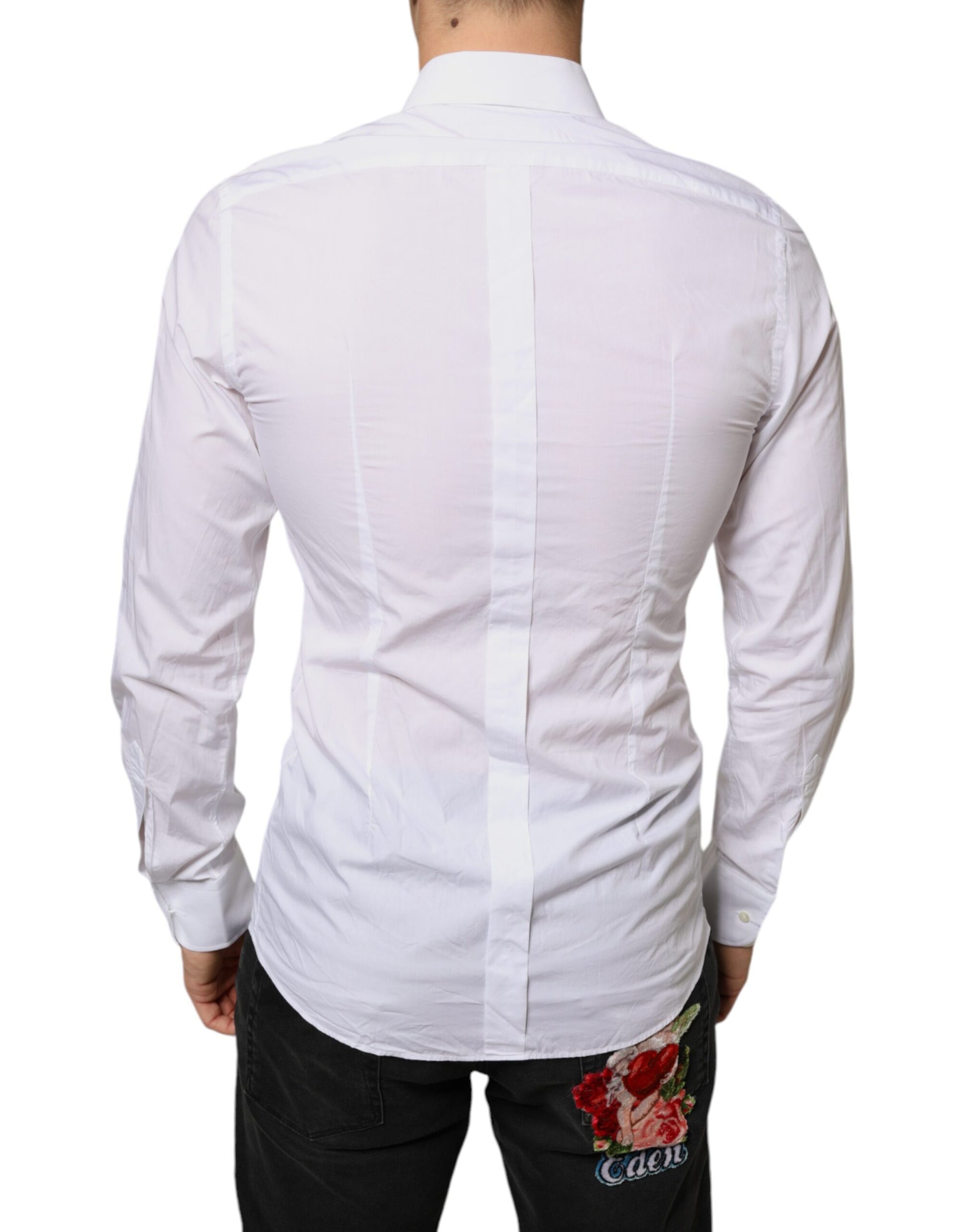 Dolce & Gabbana White Bib Cotton Poplin Formal Dress Shirt by Dolce & Gabbana