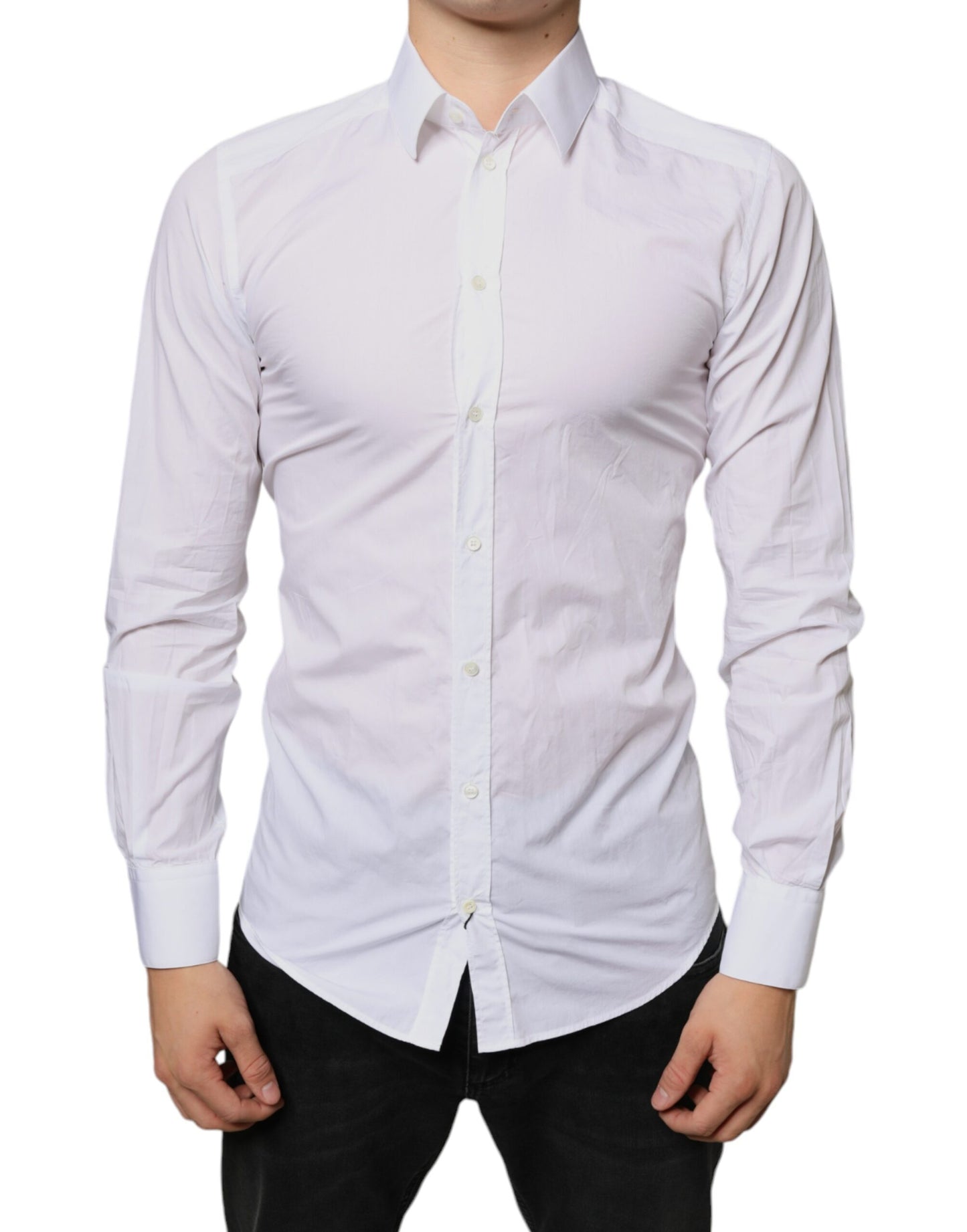 Dolce & Gabbana White Cotton Collared Men Formal Dress Shirt by Dolce & Gabbana