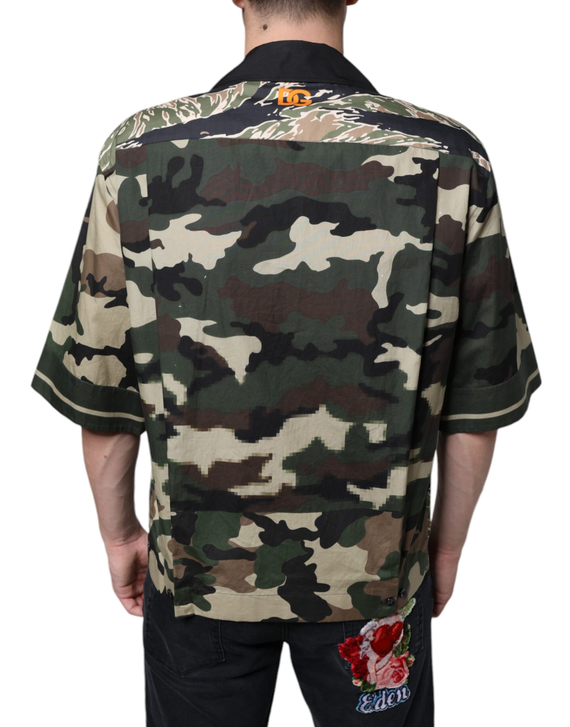 Dolce & Gabbana Multicolor Camouflage Button Down Men Casual Shirt by Dolce & Gabbana