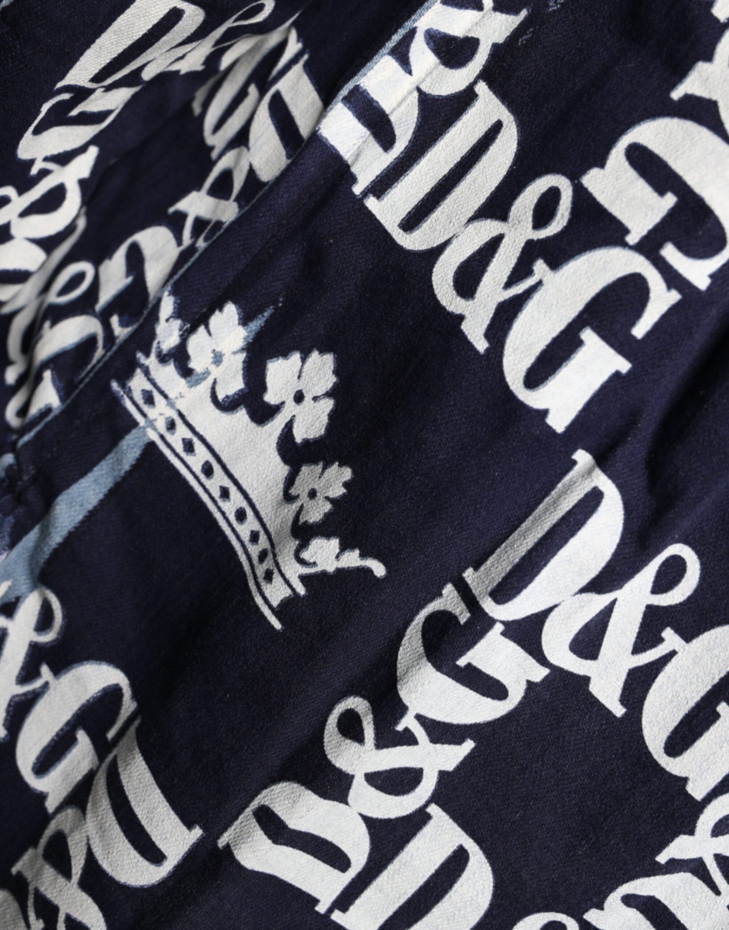 Dolce & Gabbana Blue Crown Logo Print Slim Fit Cotton Shirt by Dolce & Gabbana