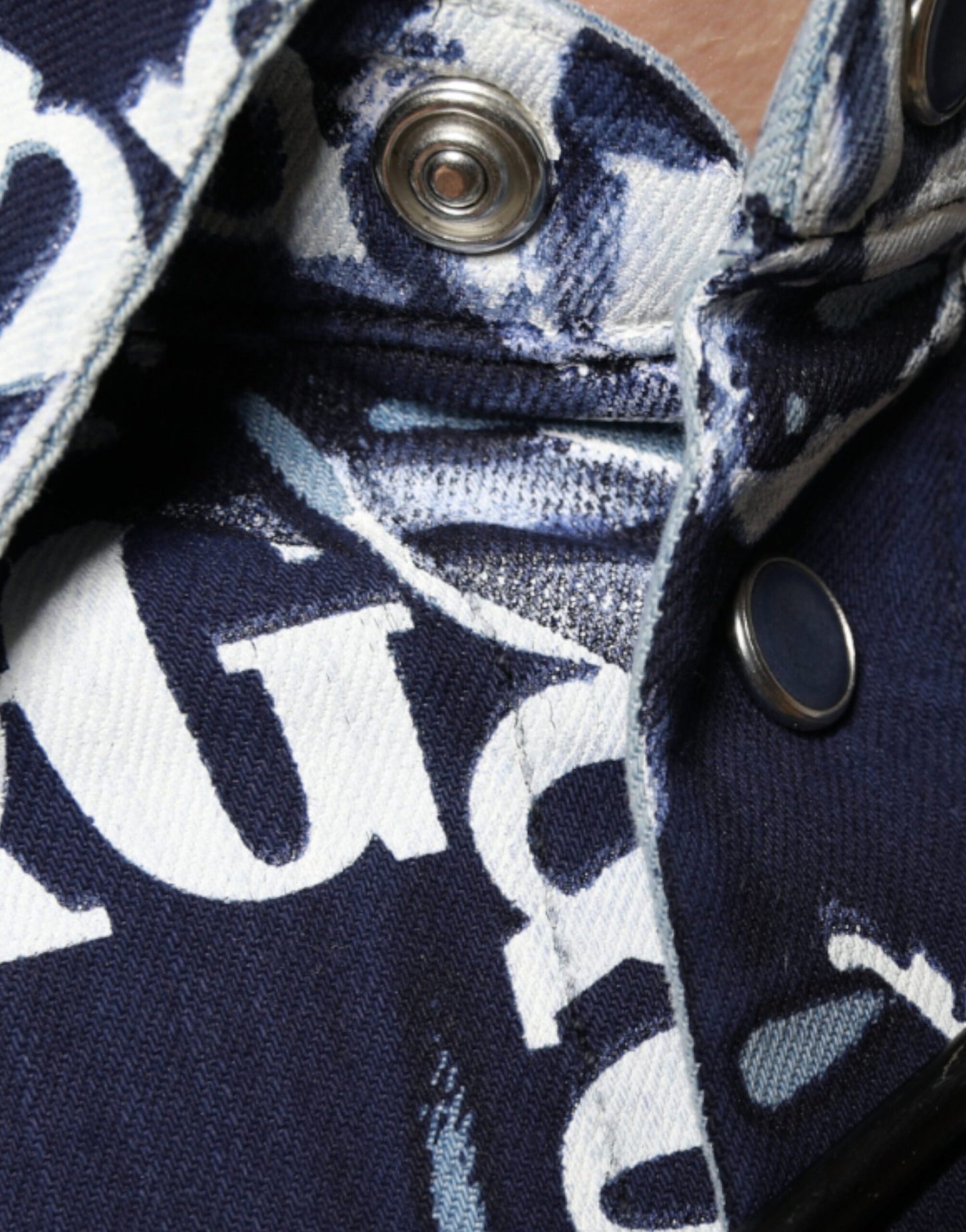 Dolce & Gabbana Blue Crown Logo Print Slim Fit Cotton Shirt by Dolce & Gabbana