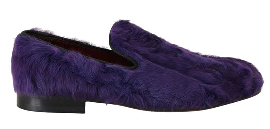 Mocassins en fourrure de mouton violet en peluche Dolce &amp; Gabbana