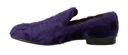 Mocassins en fourrure de mouton violet en peluche Dolce &amp; Gabbana