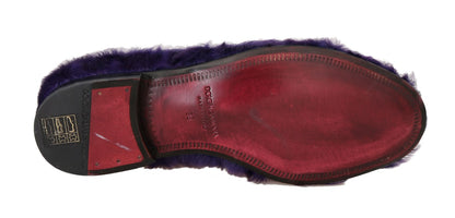 Mocassins en fourrure de mouton violet en peluche Dolce &amp; Gabbana