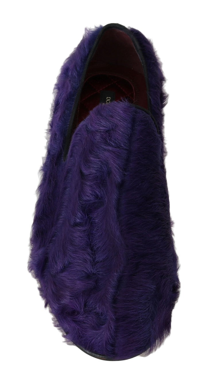 Mocassins en fourrure de mouton violet en peluche Dolce &amp; Gabbana