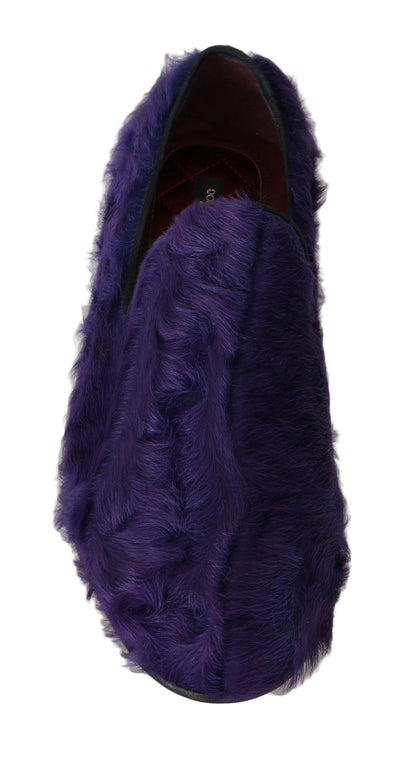 Mocassins en fourrure de mouton violet en peluche Dolce &amp; Gabbana