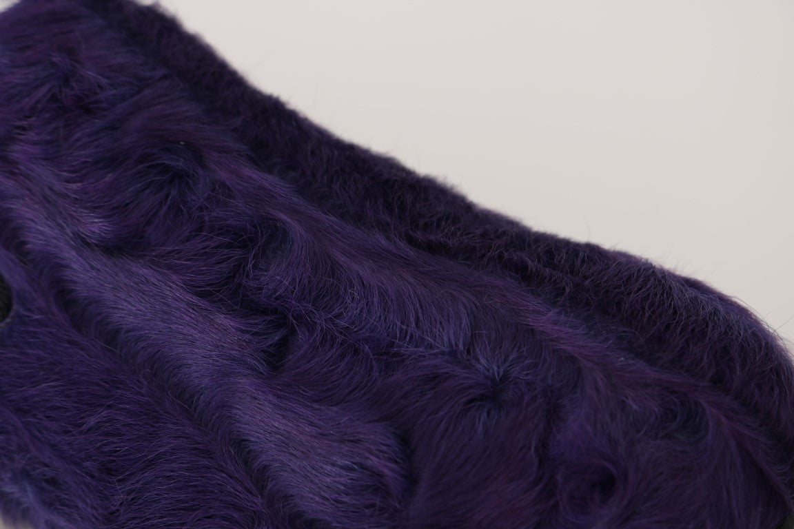 Mocassins en fourrure de mouton violet en peluche Dolce &amp; Gabbana
