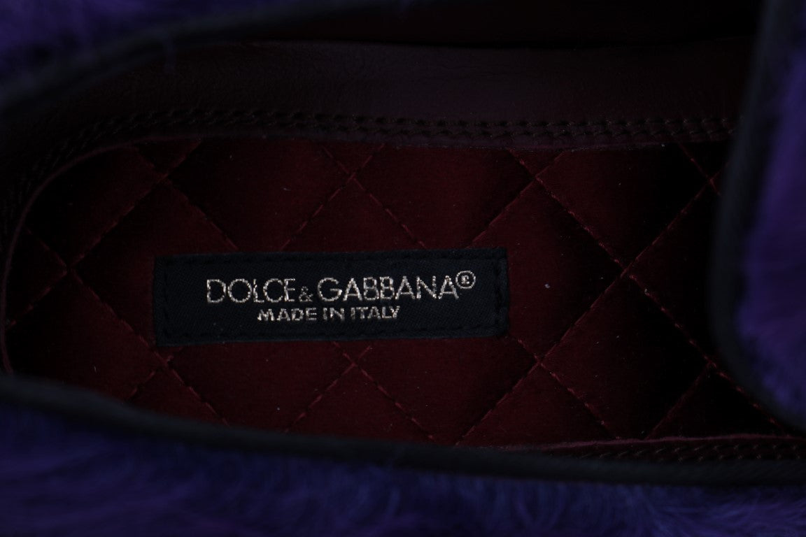 Mocassins en fourrure de mouton violet en peluche Dolce &amp; Gabbana