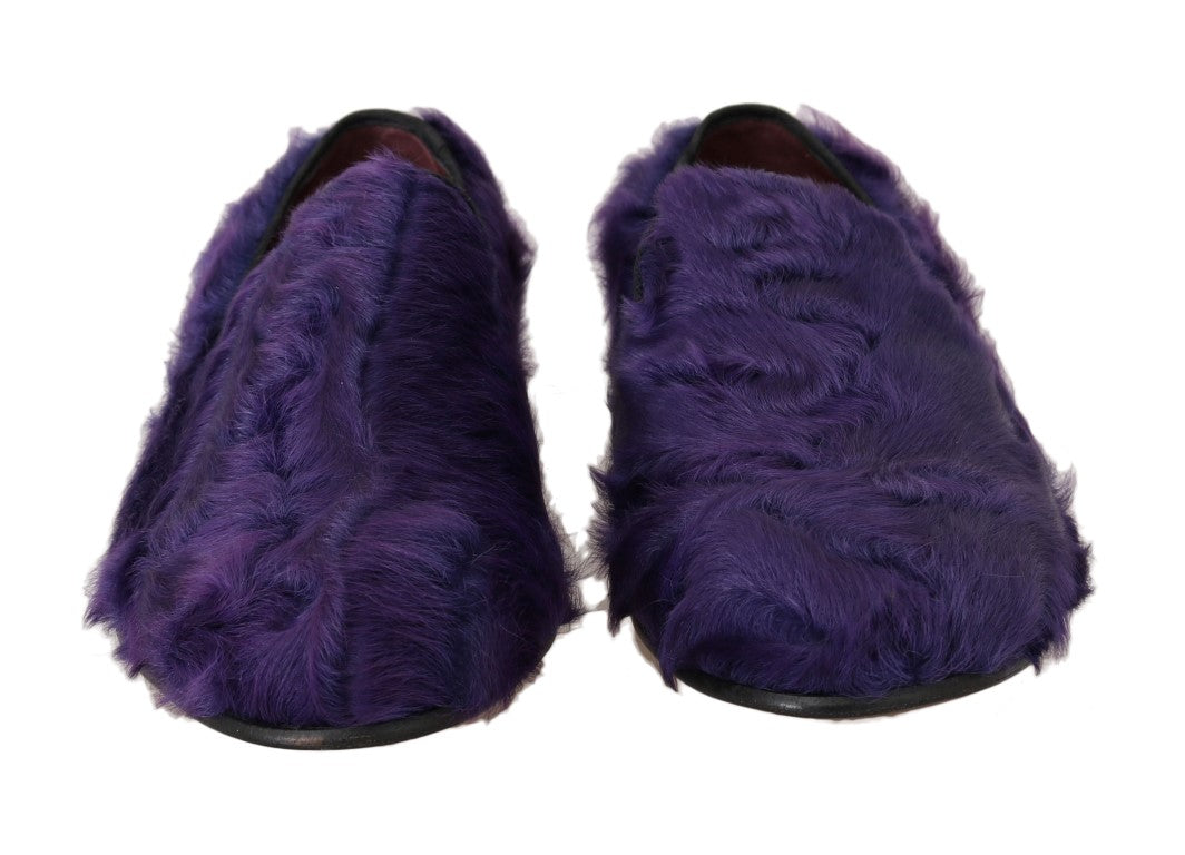 Mocassins en fourrure de mouton violet en peluche Dolce &amp; Gabbana