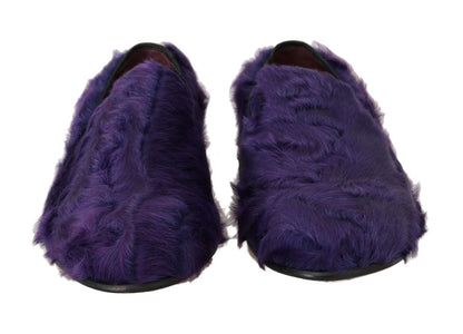 Mocassins en fourrure de mouton violet en peluche Dolce &amp; Gabbana