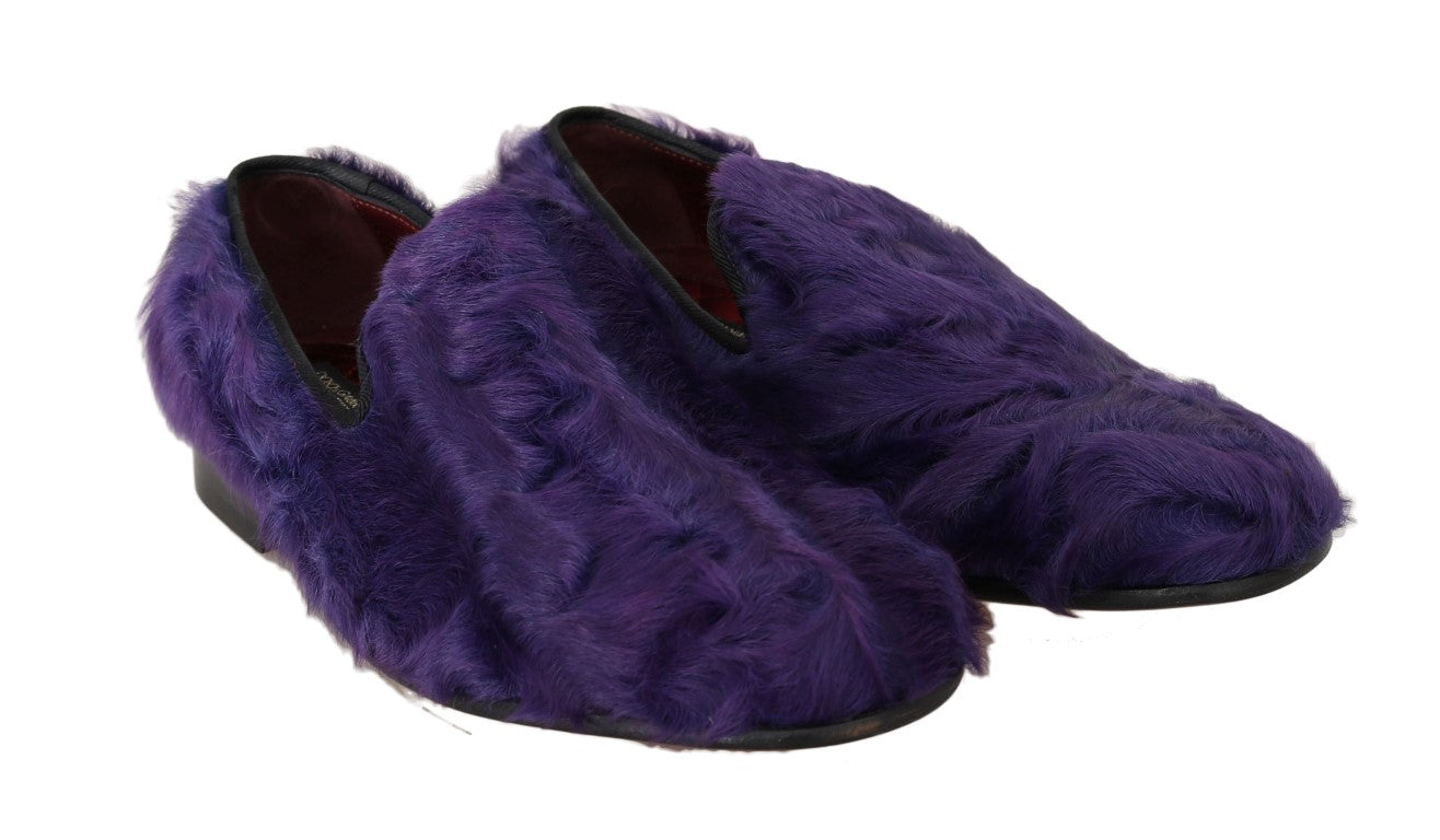 Mocassins en fourrure de mouton violet en peluche Dolce &amp; Gabbana