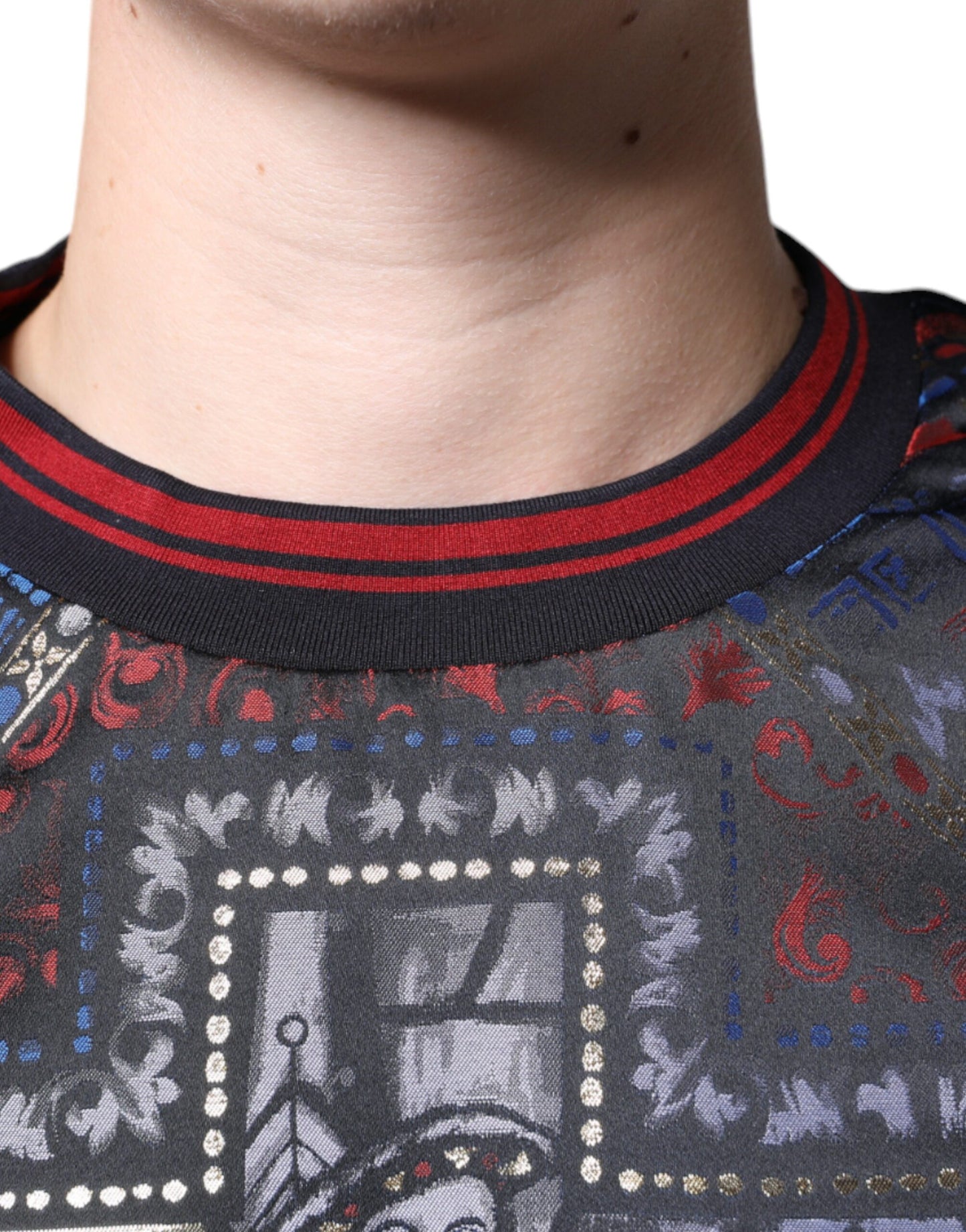 Dolce & Gabbana Multicolor Jacquard Crew Neck Sweatshirt Sweater by Dolce & Gabbana