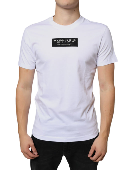 Dolce & Gabbana White Cotton DG Applique Casual T-shirt by Dolce & Gabbana