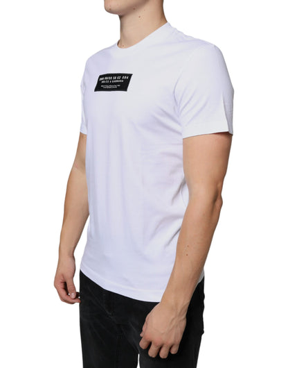 Dolce & Gabbana White Cotton DG Applique Casual T-shirt by Dolce & Gabbana