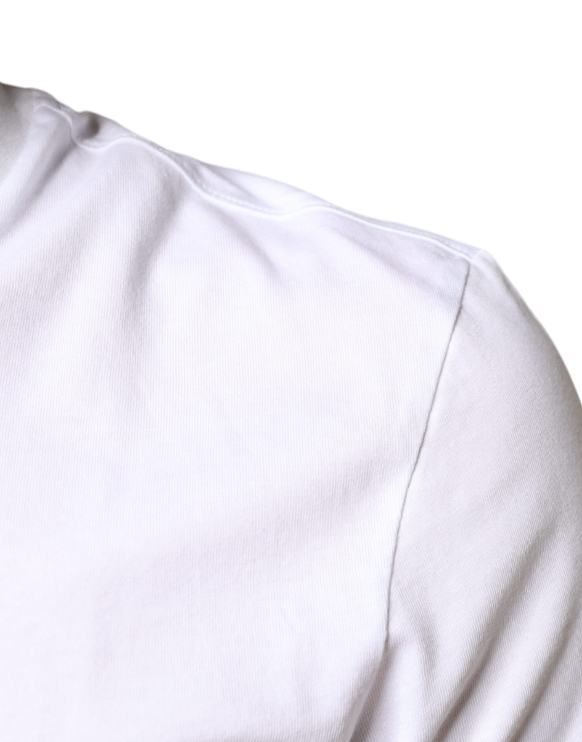 Dolce & Gabbana White Cotton DG Applique Casual T-shirt by Dolce & Gabbana