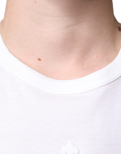 Dolce & Gabbana White Logo Embossed Cotton Crewneck T-shirt by Dolce & Gabbana