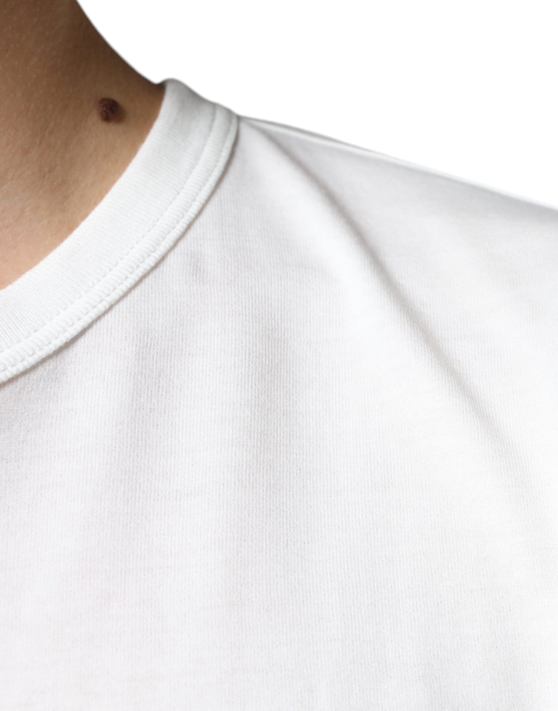 Dolce & Gabbana White Logo Embossed Cotton Crewneck T-shirt by Dolce & Gabbana