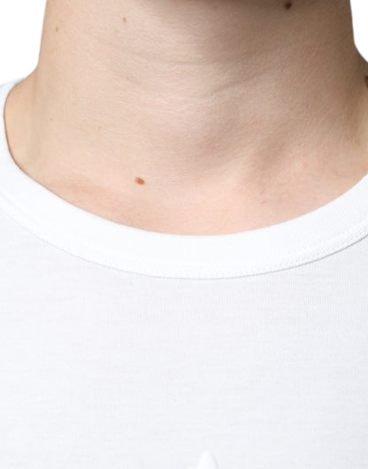 Dolce & Gabbana White Logo Embossed Cotton Crewneck T-shirt by Dolce & Gabbana