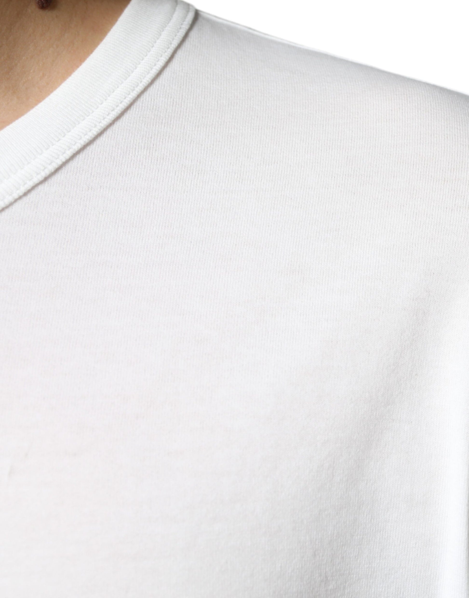 Dolce & Gabbana White Logo Embossed Cotton Crewneck T-shirt by Dolce & Gabbana