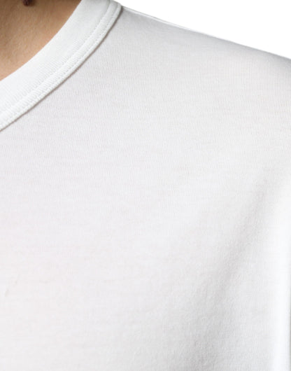 Dolce & Gabbana White Logo Embossed Cotton Crewneck T-shirt by Dolce & Gabbana
