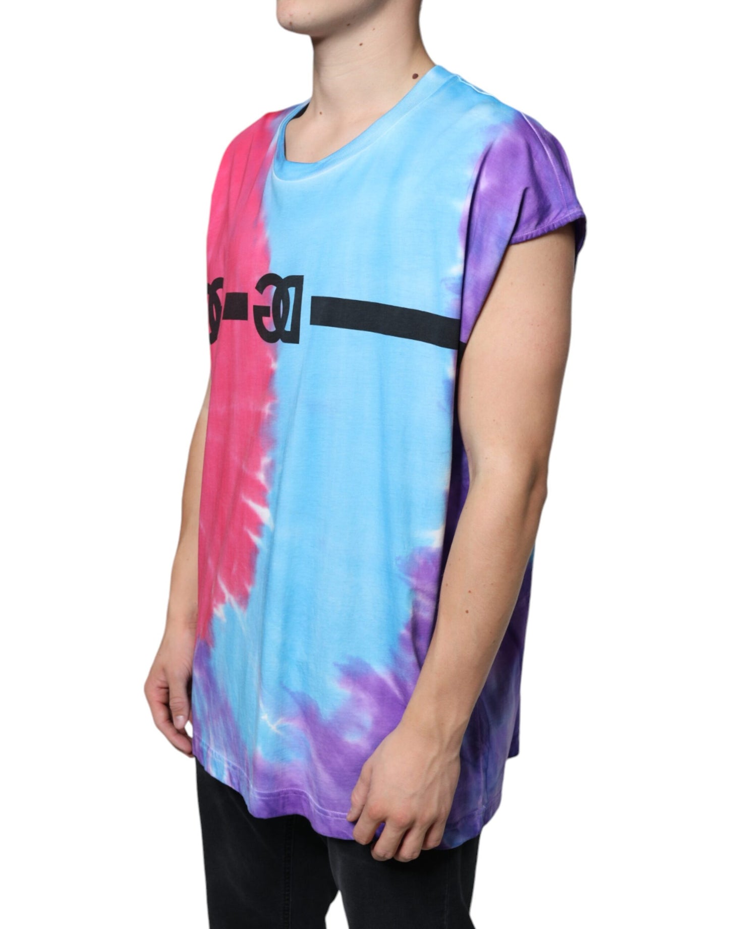 Dolce & Gabbana Multicolor Tie Dye Cotton Sleeveless T-shirt by Dolce & Gabbana