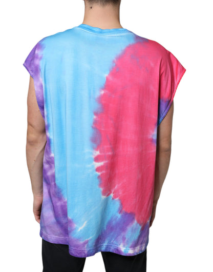Dolce & Gabbana Multicolor Tie Dye Cotton Sleeveless T-shirt by Dolce & Gabbana