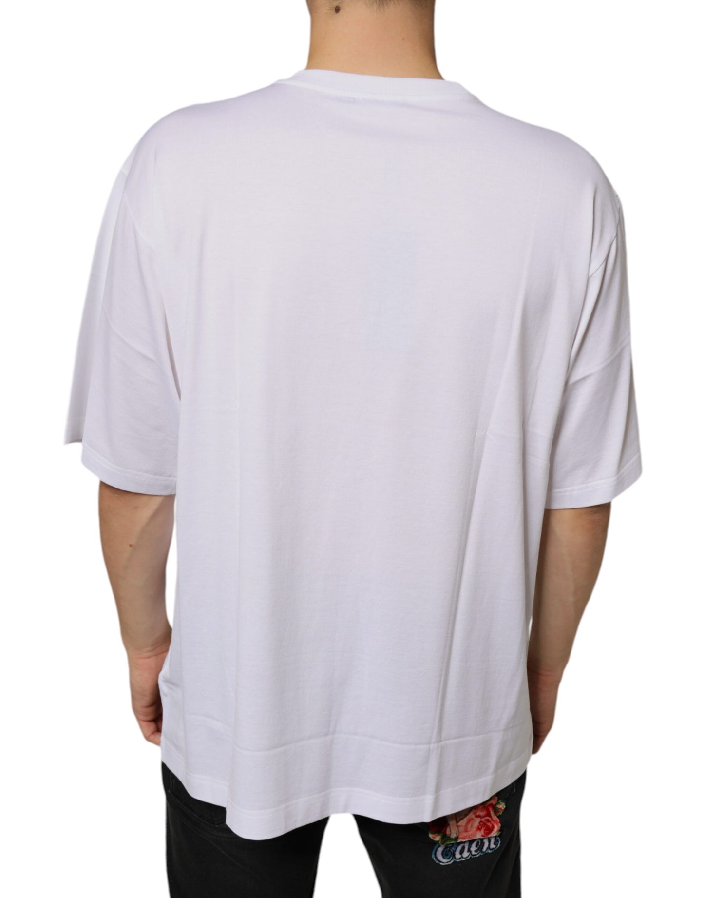 Dolce & Gabbana White Metal DG Logo Cotton Short Sleeves T-shirt by Dolce & Gabbana