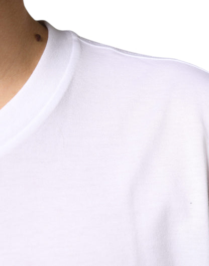 Dolce & Gabbana White Metal DG Logo Cotton Short Sleeves T-shirt by Dolce & Gabbana