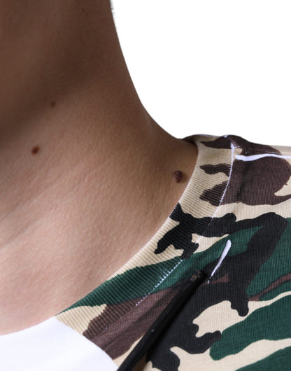 Dolce & Gabbana White Camouflage Stars Crew Neck T-shirt by Dolce & Gabbana