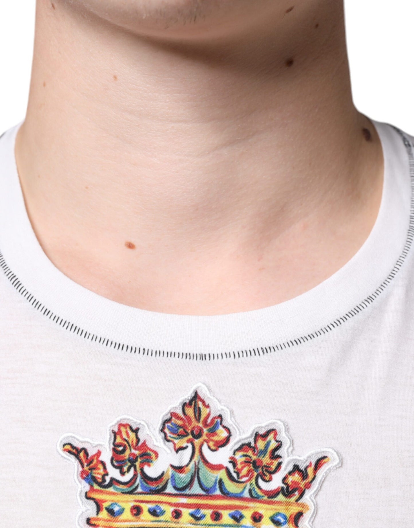 Dolce & Gabbana White Angel Crown Print Crew Neck T-shirt by Dolce & Gabbana
