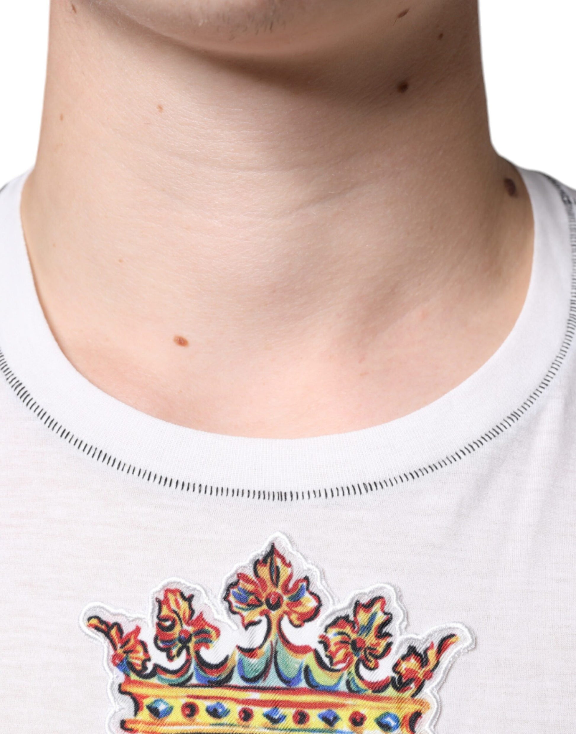 Dolce & Gabbana White Angel Crown Print Crew Neck T-shirt by Dolce & Gabbana