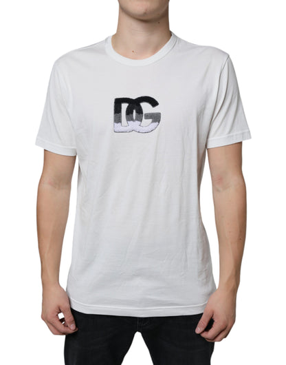 Dolce & Gabbana White Cotton DG Logo Print T-shirt by Dolce & Gabbana