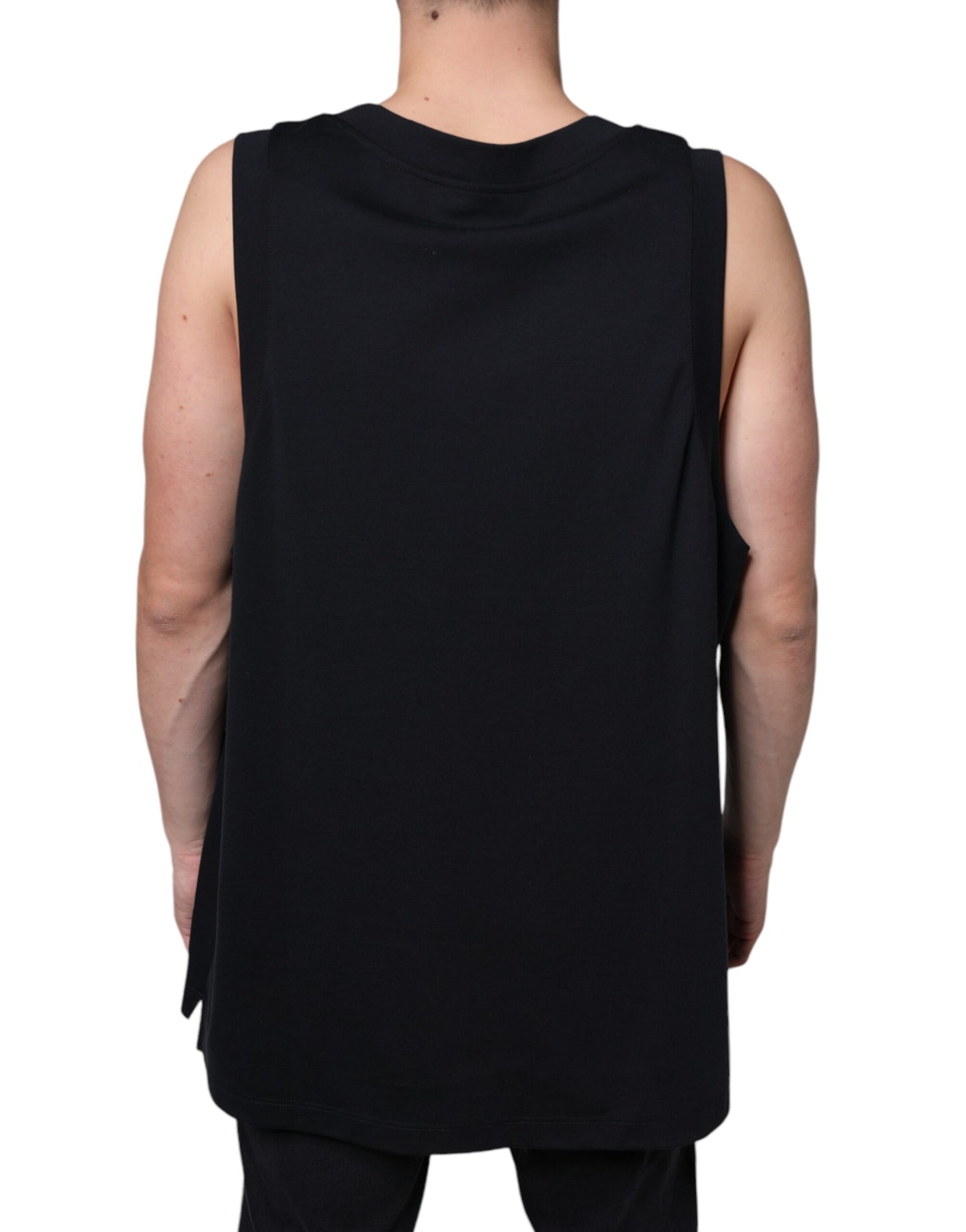 Dolce & Gabbana Black Cotton Born To Be Free Sleeveless T-shirt by Dolce & Gabbana