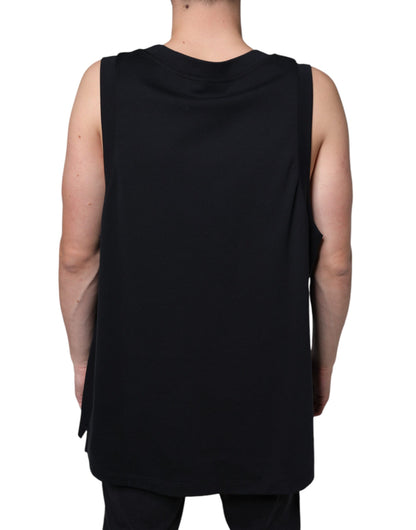 Dolce & Gabbana Black Cotton Born To Be Free Sleeveless T-shirt by Dolce & Gabbana