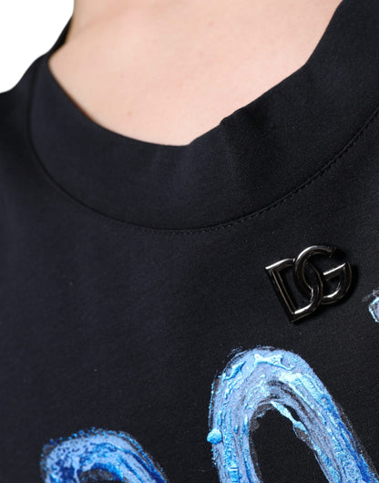 Dolce & Gabbana Black Cotton Born To Be Free Sleeveless T-shirt by Dolce & Gabbana