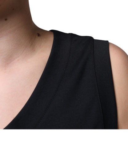 Dolce & Gabbana Black Cotton Born To Be Free Sleeveless T-shirt by Dolce & Gabbana