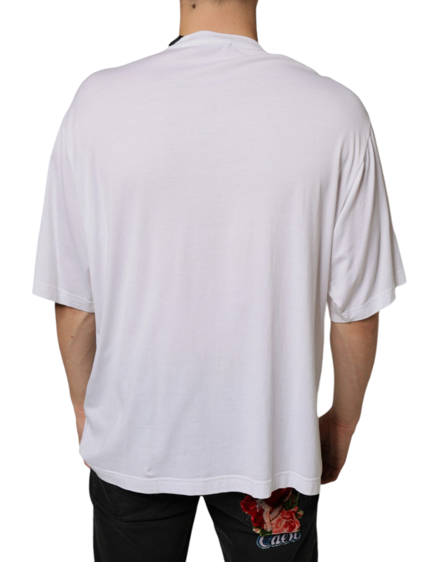 Dolce & Gabbana White Cotton Necklace Embellished T-shirt by Dolce & Gabbana