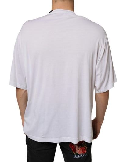 Dolce & Gabbana White Cotton Necklace Embellished T-shirt by Dolce & Gabbana