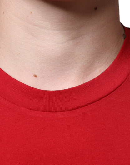Dolce & Gabbana Red Cotton DG Logo Print Crew Neck T-shirt by Dolce & Gabbana