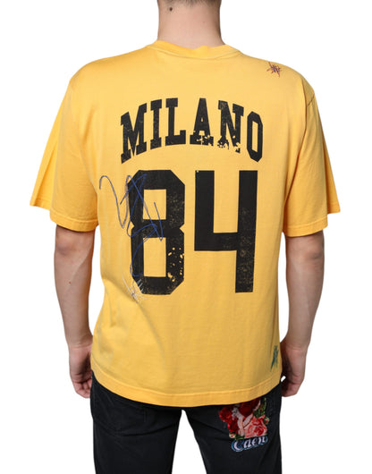 Dolce & Gabbana Yellow Secret Graden Floral Cotton Crew Neck T-shirt by Dolce & Gabbana