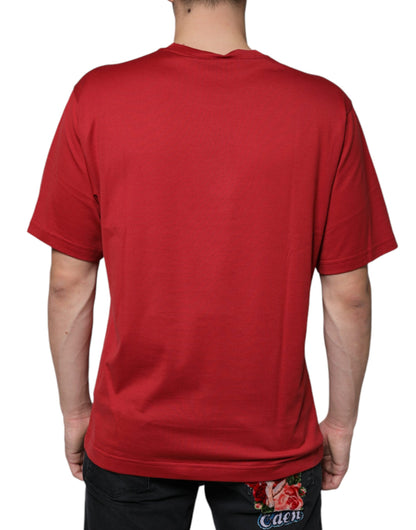 Dolce & Gabbana Red Cotton DG Logo Print Crew Neck T-shirt by Dolce & Gabbana