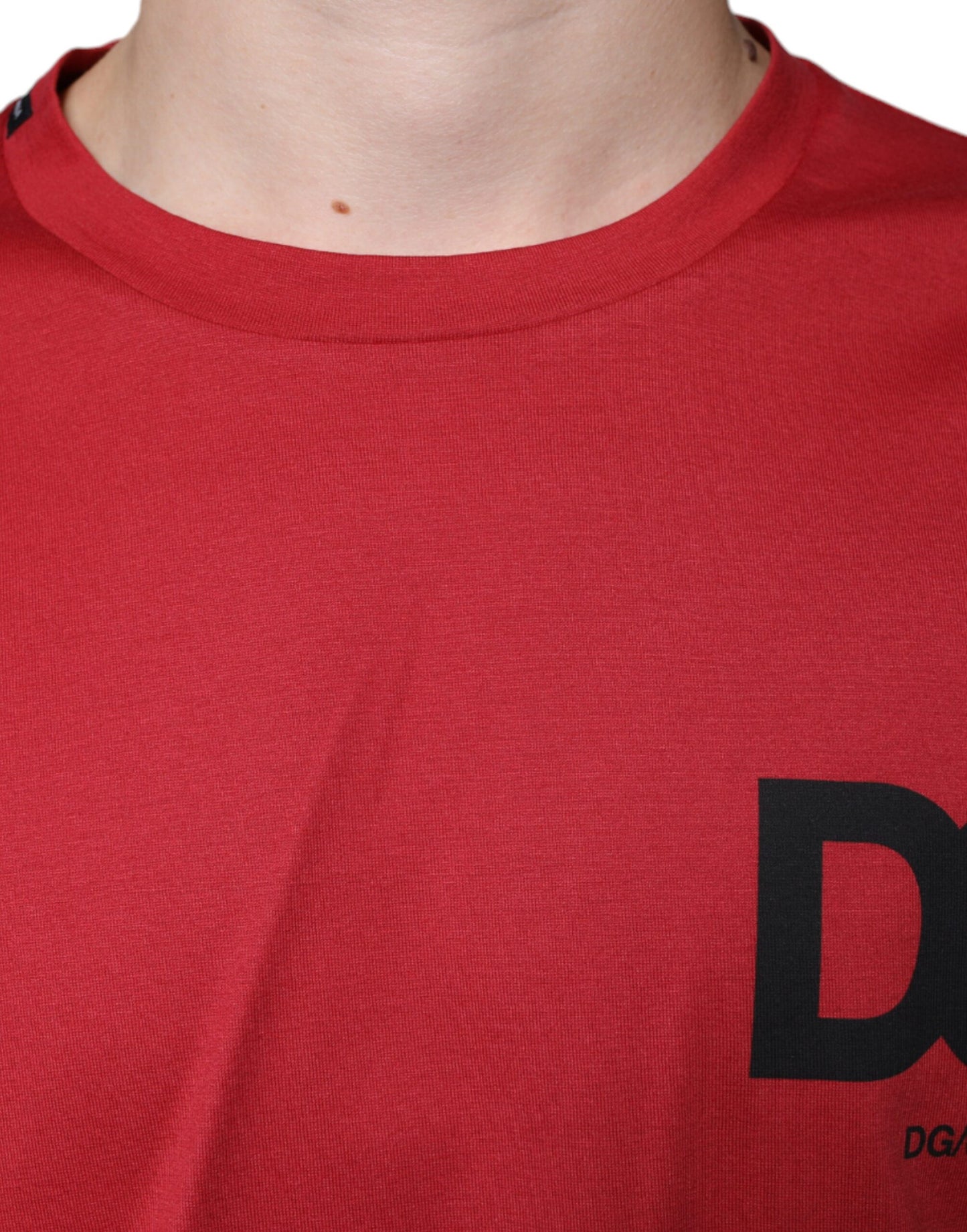 Dolce & Gabbana Red Cotton DG Logo Print Crew Neck T-shirt by Dolce & Gabbana
