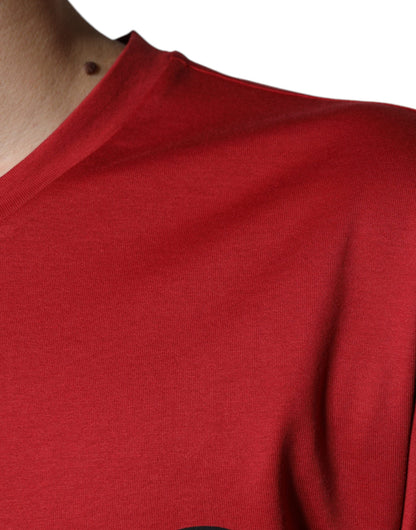 Dolce & Gabbana Red Cotton DG Logo Print Crew Neck T-shirt by Dolce & Gabbana