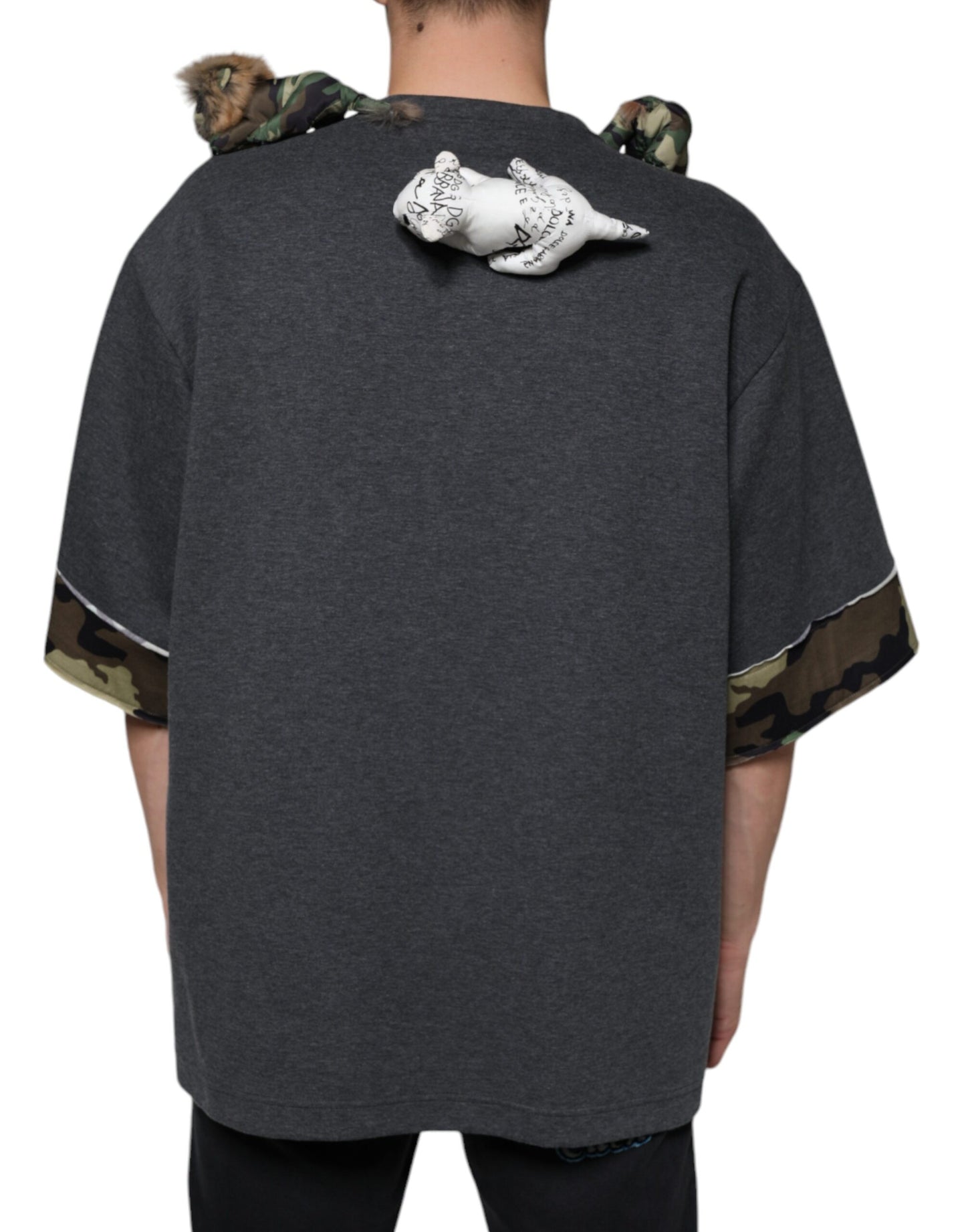 Dolce & Gabbana Gray Camouflage Animal Stuff Cotton T-shirt by Dolce & Gabbana