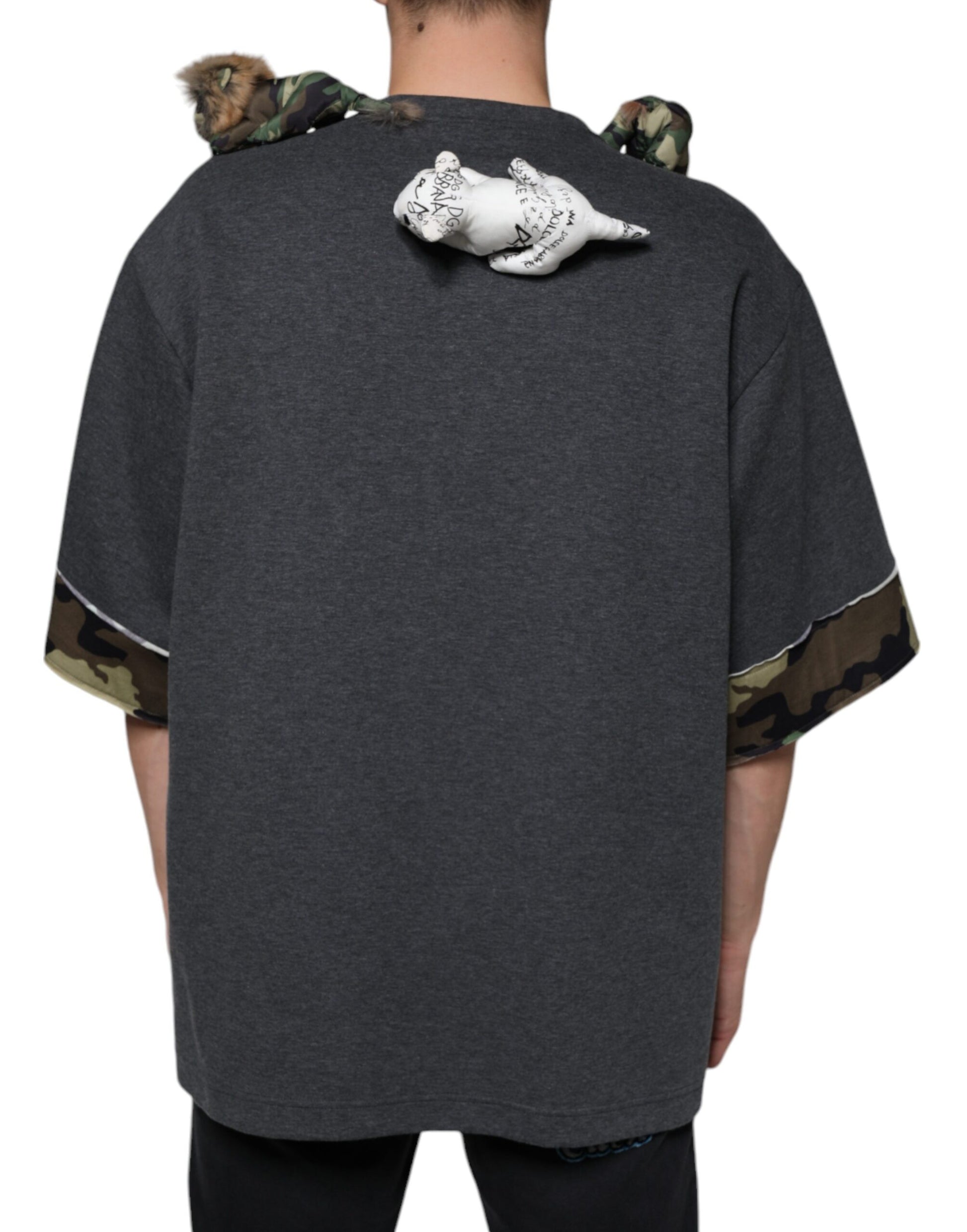 Dolce & Gabbana Gray Camouflage Animal Stuff Cotton T-shirt by Dolce & Gabbana