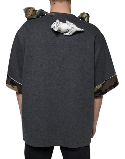 Dolce & Gabbana Gray Camouflage Animal Stuff Cotton T-shirt by Dolce & Gabbana